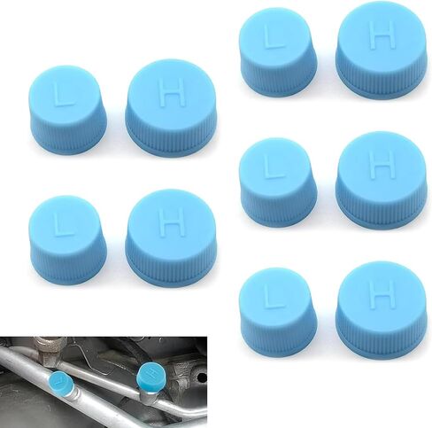 10PCS Air Conditioning Service AC System Charging Port Covers, Car AC Service Valve Cap Kit, R134a Cap 13mm Low Pressure Port Cap & 16mm High Pressure Port Caps, Universal for Vehicle (Black) in Kuwait