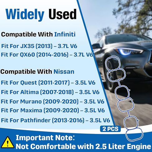 2 Pcs MS97220 Fuel Injection Plenum Gasket - Intake Manifold Seal Set,Compatible with Select Nissan (Altima, Pathfinder, Murano, Quest 3.5L) Models,Compatible with Infiniti (QX60, JX35 3.7L) Models in Kuwait