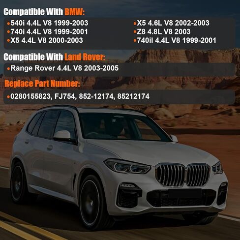 1999-2005 8Pcs Fuel Injectors Compatible for BMW 540i 1999-2003 740i 740il 1999-2001 X5 2000-2003 Z8 2003 4.4L 4.6L 4.8L V8, for Land Rover Range Rover 2003-2005 4.4L V8 Replace 0280155823 in Kuwait