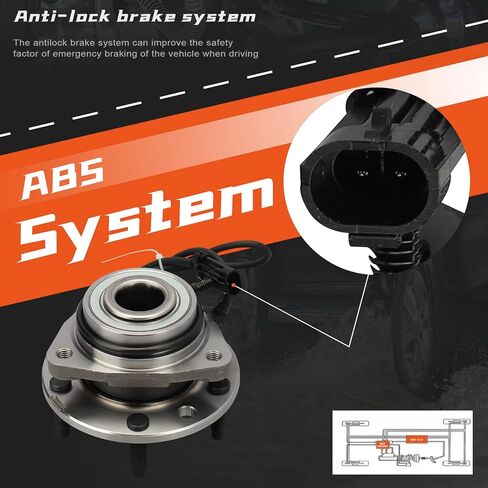 DRIVESTAR 513124 مجموعة محمل محور العجلة الأمامية لسيارة Chevy Blazer 1997-2005، S10 1997-2004؛ لجي إم سي جيمي 1997-2005، سونوما 1997-2004؛ ل ايسوزو هومبر 1998-2000; أولدز برافادا 1997-2001 ث/ABS 5 العروة in Saudi Arabia