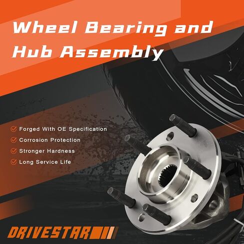 DRIVESTAR 513124 مجموعة محمل محور العجلة الأمامية لسيارة Chevy Blazer 1997-2005، S10 1997-2004؛ لجي إم سي جيمي 1997-2005، سونوما 1997-2004؛ ل ايسوزو هومبر 1998-2000; أولدز برافادا 1997-2001 ث/ABS 5 العروة in Saudi Arabia