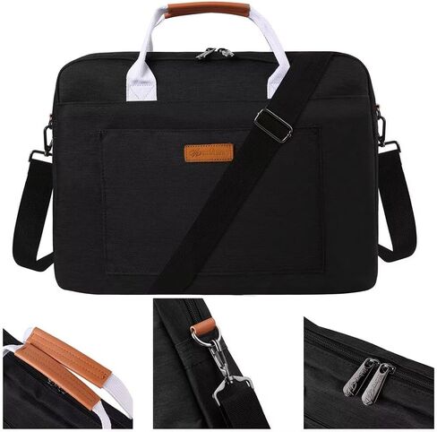 15 16 Inch Laptop Messenger Bag for Men and Women, Black Computer Shoulder Bag, Nylon Business Work Bag in Kuwait