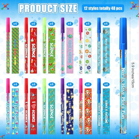 Nezyo 48 Pcs Science Pens Bulk Science Party Favors Black Ink Chemistry Ballpoint Pens 0.5mm Fun Motivational Lab Gift for Student Back to School Gift Class Reward Teacher Supplies Birthday Decoration in Saudi Arabia
