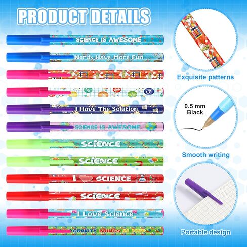 Nezyo 48 Pcs Science Pens Bulk Science Party Favors Black Ink Chemistry Ballpoint Pens 0.5mm Fun Motivational Lab Gift for Student Back to School Gift Class Reward Teacher Supplies Birthday Decoration in Saudi Arabia