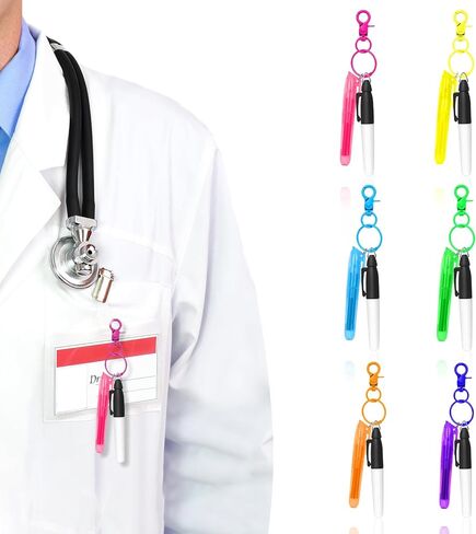 DLUGOPIS 18 Pcs Nurse Pen Set Nurse Badge Accessories Set Multicolor Mini Highlighter Nurse Pens Nurse Permanent Markers for Badge Nursing Keychain Clip for Nurses Doctors Medical Teachers in Saudi Arabia