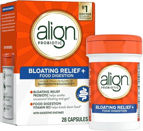 Align Probiotic Bloating Relief + Food Digestion, Probiotics for Women and Men, 1 Doctor Recommended Brand, Promotes Digestive Health and Helps Support The Metabolism of Food*, 28 Capsules in Kuwait