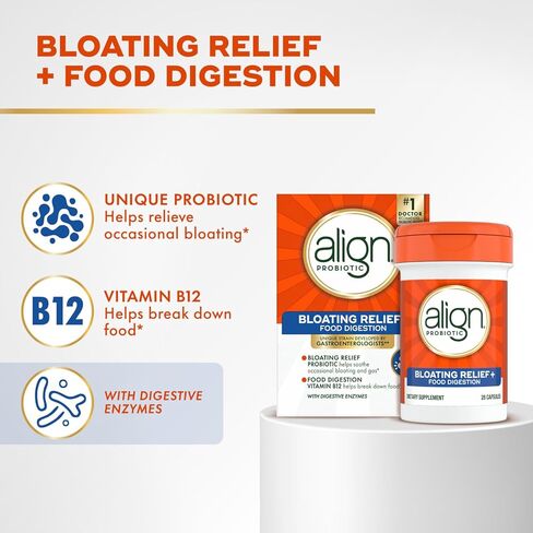 Align Probiotic Bloating Relief + Food Digestion, Probiotics for Women and Men, 1 Doctor Recommended Brand, Promotes Digestive Health and Helps Support The Metabolism of Food*, 28 Capsules in Kuwait