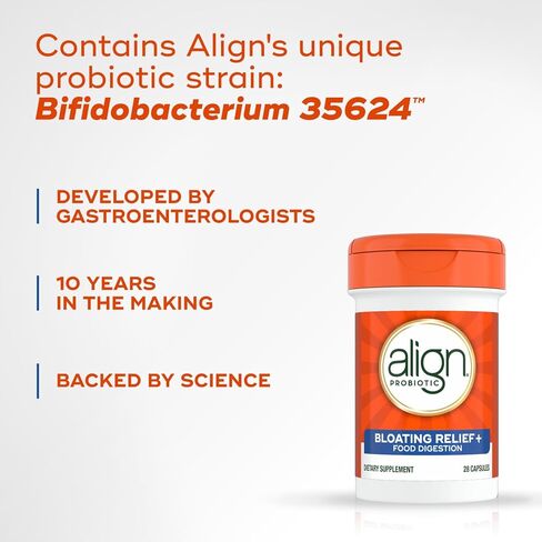 Align Probiotic Bloating Relief + Food Digestion, Probiotics for Women and Men, 1 Doctor Recommended Brand, Promotes Digestive Health and Helps Support The Metabolism of Food*, 28 Capsules in Kuwait