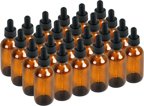48 Pack 2oz Glass Boston Round Bottle with Graduated Calibrated Glass Pipettes - Amber - Tincture Bottles for Essential Oils, Liquids - Leakproof Travel Bottles in Saudi Arabia