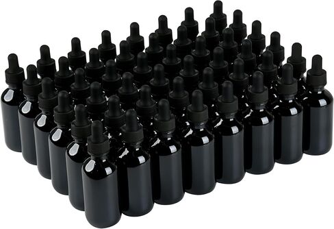 48 Pack 2oz Glass Boston Round Bottle with Graduated Calibrated Glass Pipettes - Amber - Tincture Bottles for Essential Oils, Liquids - Leakproof Travel Bottles in Saudi Arabia