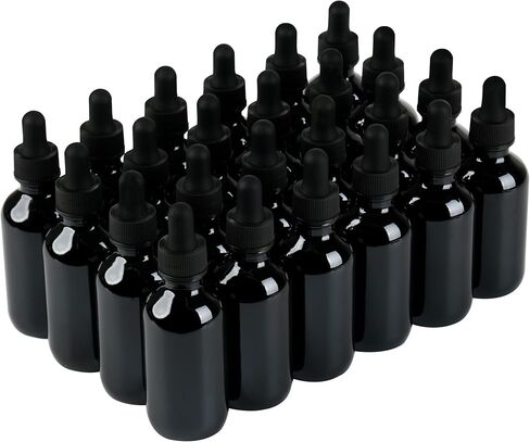 48 Pack 2oz Glass Boston Round Bottle with Graduated Calibrated Glass Pipettes - Amber - Tincture Bottles for Essential Oils, Liquids - Leakproof Travel Bottles in Saudi Arabia