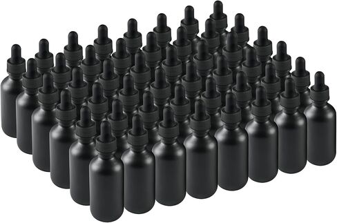 48 Pack 2oz Glass Boston Round Bottle with Graduated Calibrated Glass Pipettes - Amber - Tincture Bottles for Essential Oils, Liquids - Leakproof Travel Bottles in Saudi Arabia