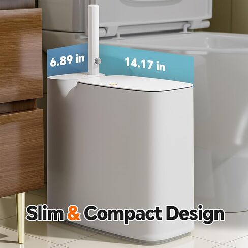 White Plastic Mini Trash Can, Toilet Cleaner Stick, Toilet Brush Holder, 36 Refills, 2-Gallon Trash Can with Pop-Out Lid, Suitable for Bathrooms and Small Toilets. in Saudi Arabia