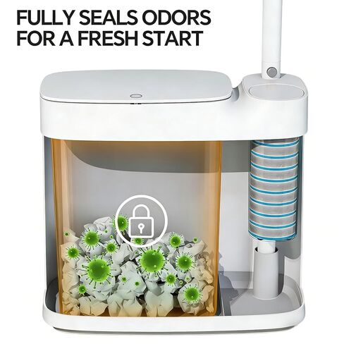 White Plastic Mini Trash Can, Toilet Cleaner Stick, Toilet Brush Holder, 36 Refills, 2-Gallon Trash Can with Pop-Out Lid, Suitable for Bathrooms and Small Toilets. in Saudi Arabia