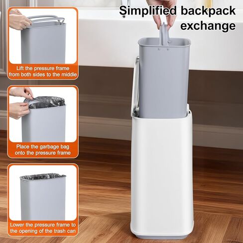 White Plastic Mini Trash Can, Toilet Cleaner Stick, Toilet Brush Holder, 36 Refills, 2-Gallon Trash Can with Pop-Out Lid, Suitable for Bathrooms and Small Toilets. in Saudi Arabia