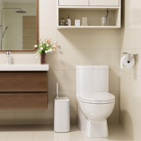 White Plastic Mini Trash Can, Toilet Cleaner Stick, Toilet Brush Holder, 36 Refills, 2-Gallon Trash Can with Pop-Out Lid, Suitable for Bathrooms and Small Toilets. in Saudi Arabia