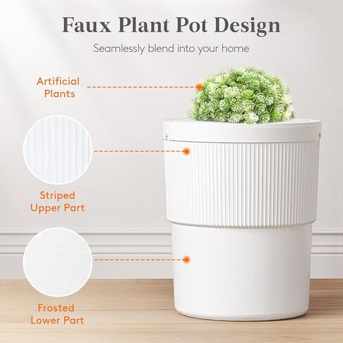 Lifewit Trash Can with Pop-Up Lid, 2.6gal Small Hidden Garbage Can with Decorative Faux Plant, Dog Proof Plastic Waste Basket for Bedroom, Office, Living Room, Kitchen, Bathroom in Kuwait