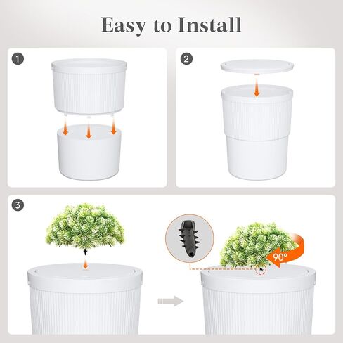 Lifewit Trash Can with Pop-Up Lid, 2.6gal Small Hidden Garbage Can with Decorative Faux Plant, Dog Proof Plastic Waste Basket for Bedroom, Office, Living Room, Kitchen, Bathroom in Kuwait