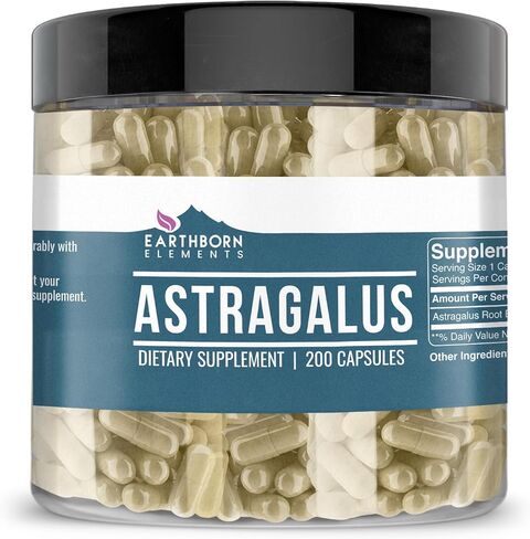 Earthborn Elements Astragalus Extract 200 Capsules, Pure & Undiluted, No Additives in Kuwait