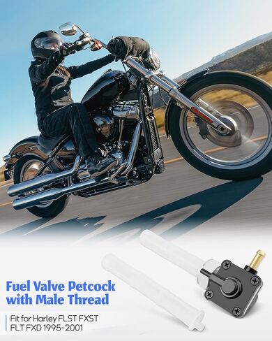 Fuel Valve Petcock Switch with Male Thread Fit for Harley FLST FXST FLT FXD 1995 1996 1997 1998 1999 2000 2001, Motorcycle Petcock Fuel Shutoff Valve Replacement 61338-94D in Saudi Arabia