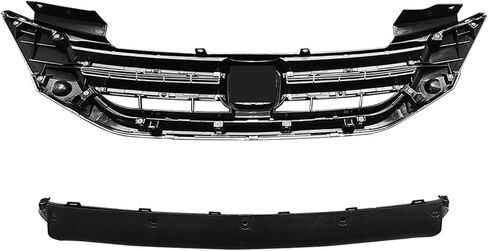 Accord Front Bumper Upper & Lower Grille Set Compatible with 2013 2014 2015 Honda Accord Sedan with Chrome Molding and Fog Light Covers in Kuwait