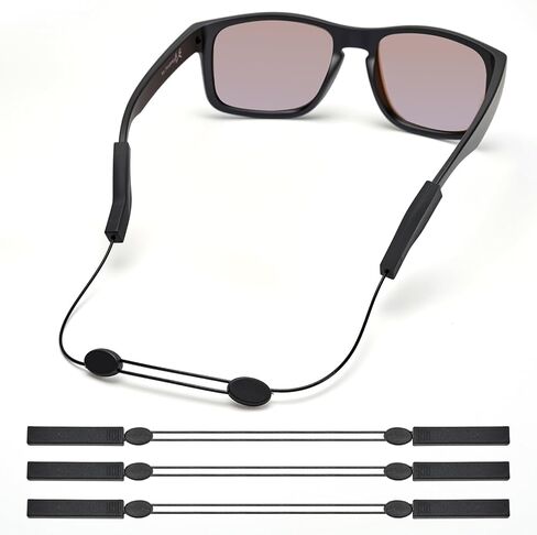 Adjustable Glasses Strap (3 Pcs) - Sunglasses Strap for Men Women - Black Eyeglasses Strap - Eye Glasses Holder Around Neck, Sports Glasses Strap, Eyewear Retainer, Cable Glasses Lanyard in Saudi Arabia