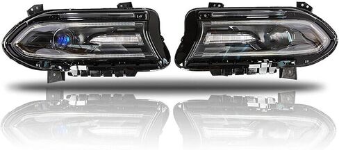 Set of 2 Left And Right Side Halogen Headlights LED Dual Beam Projector Headlamps Assembly For 2015 2016 2017 2018 2019 2020 Dodge Charger SRT GT SXT 68214398AA 68214399AA in Kuwait