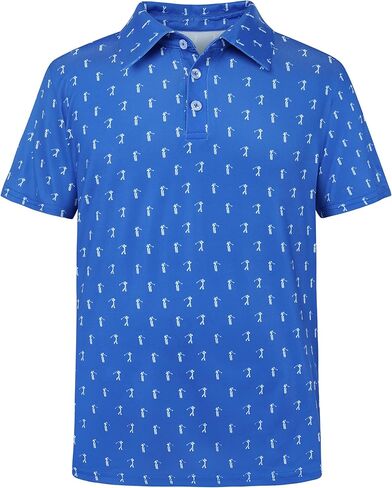 قميص بولو للأولاد بأكمام قصيرة مناسب للجفاف وطباعة الأداء، قمصان جولف Cuaual Active للأولاد من عمر 8 إلى 16 سنة in Kuwait