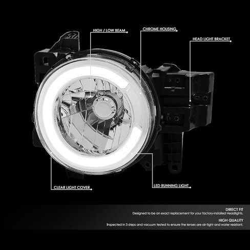 زوج من مصابيح الكروم الأمامية بتصميم C-Styling LED DRL الأمامية لمصابيح الرأس المتوافقة مع Toyota FJ Cruiser 07-14 in Saudi Arabia