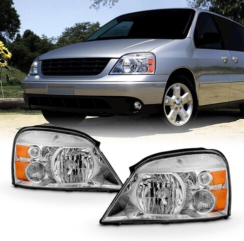 AKKON - Fits 2004-2007 Ford Freestar 04-07 Mercury Monterey Chrome Headlights Pair Driver Left+Passenger Right 2005 2006 in Saudi Arabia