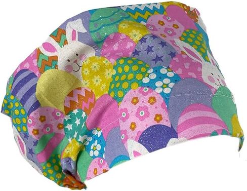 European Style Scrub Cap No Ribbon – Easter Eggs/Glitters- Scrub Hat for Women & Men tie Back | Working Cap with Holder. Bouffant, Scrub Hats for Women, Unisex Surgical Caps, Nurses Hats | Dr. Hats in Saudi Arabia