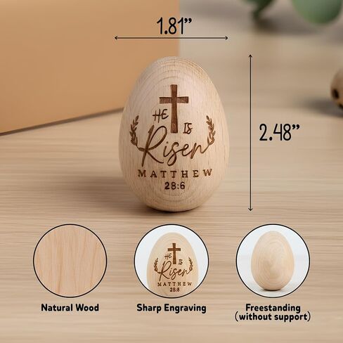 1PCS He is Risen Resurrection Egg, Wooden Easter Eggs, He is Risen Easter Decor, Easter Tiered Tray Decor, Religious Decorations, Christian Easter Basket Stuffers, Resurrection Decor in Saudi Arabia