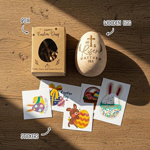 1PCS He is Risen Resurrection Egg, Wooden Easter Eggs, He is Risen Easter Decor, Easter Tiered Tray Decor, Religious Decorations, Christian Easter Basket Stuffers, Resurrection Decor in Saudi Arabia