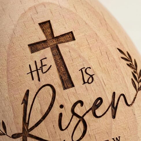 1PCS He is Risen Resurrection Egg, Wooden Easter Eggs, He is Risen Easter Decor, Easter Tiered Tray Decor, Religious Decorations, Christian Easter Basket Stuffers, Resurrection Decor in Saudi Arabia