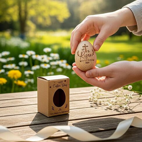1PCS He is Risen Resurrection Egg, Wooden Easter Eggs, He is Risen Easter Decor, Easter Tiered Tray Decor, Religious Decorations, Christian Easter Basket Stuffers, Resurrection Decor in Saudi Arabia