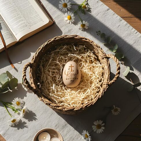 1PCS He is Risen Resurrection Egg, Wooden Easter Eggs, He is Risen Easter Decor, Easter Tiered Tray Decor, Religious Decorations, Christian Easter Basket Stuffers, Resurrection Decor in Saudi Arabia
