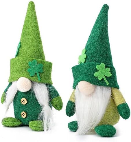 2 عبوات من تماثيل عيد القديس باتريك التماثيل القطيفة زينة دمية الجني الأيرلندية الخضراء شامروك هدية Tomte للحلي in Kuwait