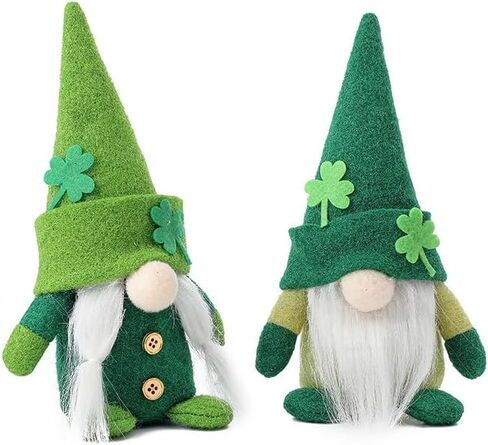 2 عبوات من تماثيل عيد القديس باتريك التماثيل القطيفة زينة دمية الجني الأيرلندية الخضراء شامروك هدية Tomte للحلي in Kuwait