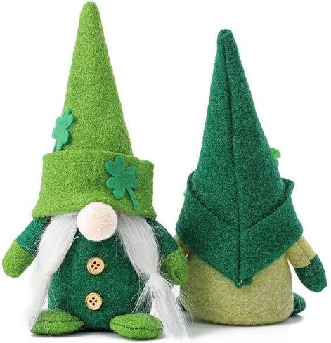 2 عبوات من تماثيل عيد القديس باتريك التماثيل القطيفة زينة دمية الجني الأيرلندية الخضراء شامروك هدية Tomte للحلي in Kuwait