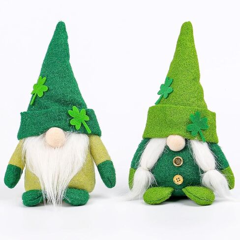 2 عبوات من تماثيل عيد القديس باتريك التماثيل القطيفة زينة دمية الجني الأيرلندية الخضراء شامروك هدية Tomte للحلي in Kuwait