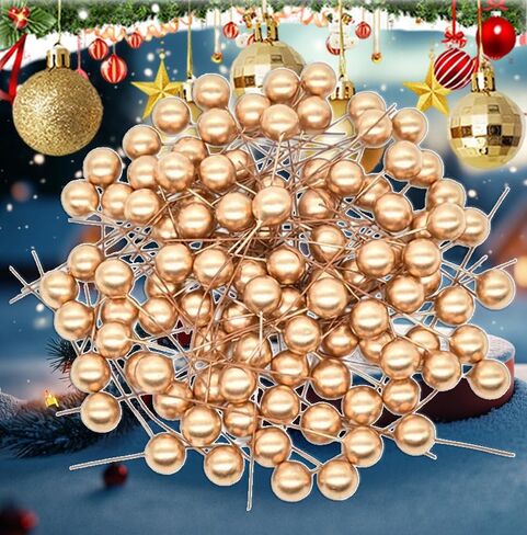 50pcs Christmas Fake Berries Home Decorberry Ornaments Perfect for DIY Decor Parties Holiday Events Christmas Tree Decor (Red, 1cm) in Saudi Arabia