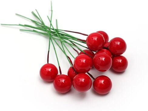 50pcs Christmas Fake Berries Home Decorberry Ornaments Perfect for DIY Decor Parties Holiday Events Christmas Tree Decor (Red, 1cm) in Saudi Arabia