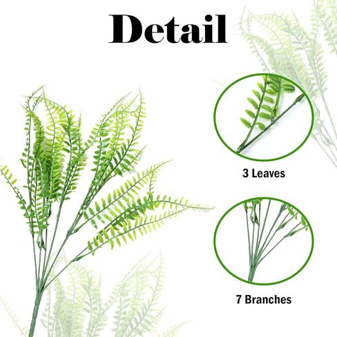 8 Pack Fake Fern - Artificial Fern Plants Greenery Fake Plants Shrubs Plastic Plant for Garden Porch Window Box Hanging Planter Decorating (Green) in Kuwait