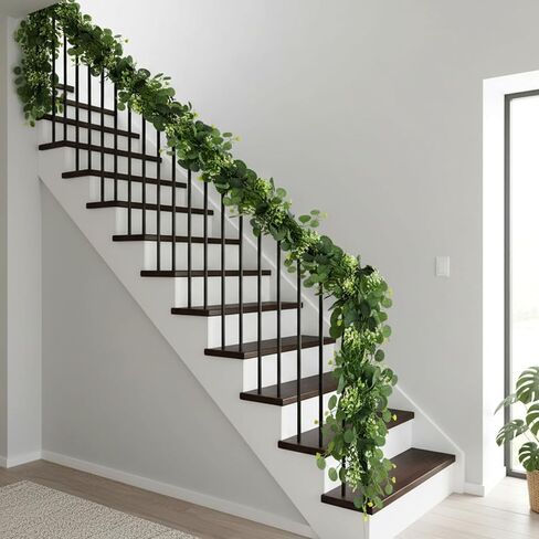 4 PCS Eucalyptus Garland for Table, 5.9ft Artificial Greenery Garland Faux Eucalyptus Leaves Greenery Vines for Wedding Arch Spring Table Runner Festival Centerpieces Backdrop Decorations in Kuwait