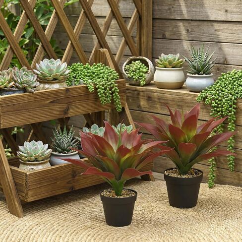 2 Set 15.7" Large Artificial Succulents Aloe Plants with Pot, Fake Agave Plants in Pot, Realistic Potted Artificial Greenery Plant for Home, Office Desk and Bathroom Decor in Kuwait
