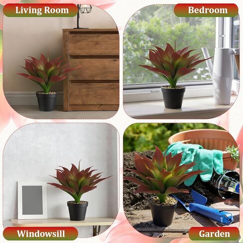 2 Set 15.7" Large Artificial Succulents Aloe Plants with Pot, Fake Agave Plants in Pot, Realistic Potted Artificial Greenery Plant for Home, Office Desk and Bathroom Decor in Kuwait