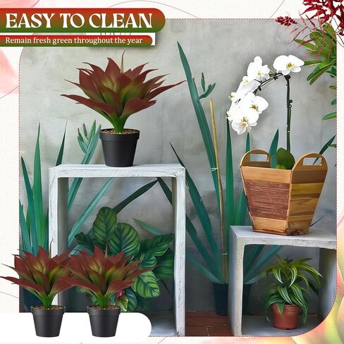 2 Set 15.7" Large Artificial Succulents Aloe Plants with Pot, Fake Agave Plants in Pot, Realistic Potted Artificial Greenery Plant for Home, Office Desk and Bathroom Decor in Kuwait
