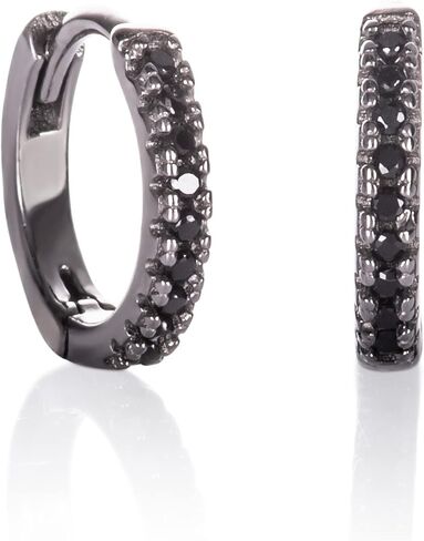 Namana 12 mm Small Hoop Earrings for Women, 925 Sterling Silver Huggie Hoop Earrings for Women with White or Colored Cubic Zirconia Stones in Kuwait