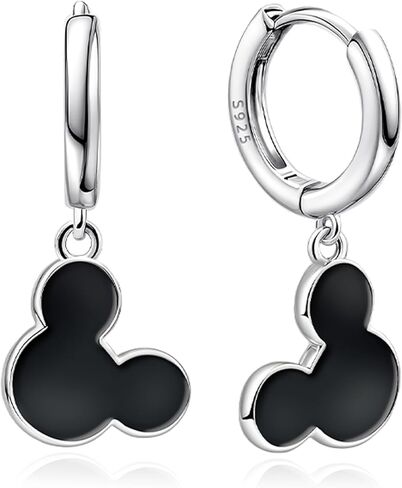 أقراط دائرية على شكل فأر للنساء، أقراط متدلية على شكل فأر من المينا السوداء اللطيفة، أقراط جميلة للأميرة المحظوظة، مجوهرات حيوانات للزوجة والابنة، هدايا عيد ميلاد in Kuwait