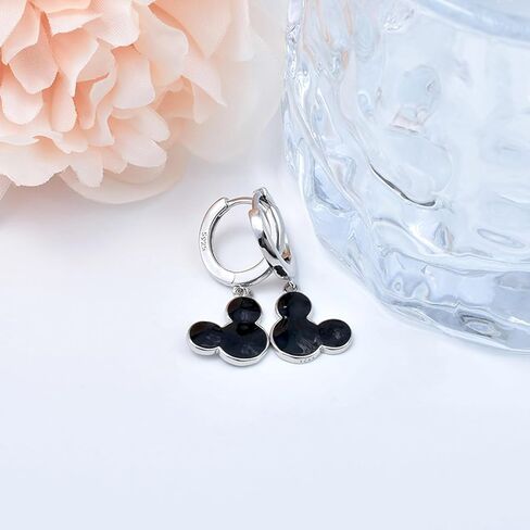 أقراط دائرية على شكل فأر للنساء، أقراط متدلية على شكل فأر من المينا السوداء اللطيفة، أقراط جميلة للأميرة المحظوظة، مجوهرات حيوانات للزوجة والابنة، هدايا عيد ميلاد in Kuwait